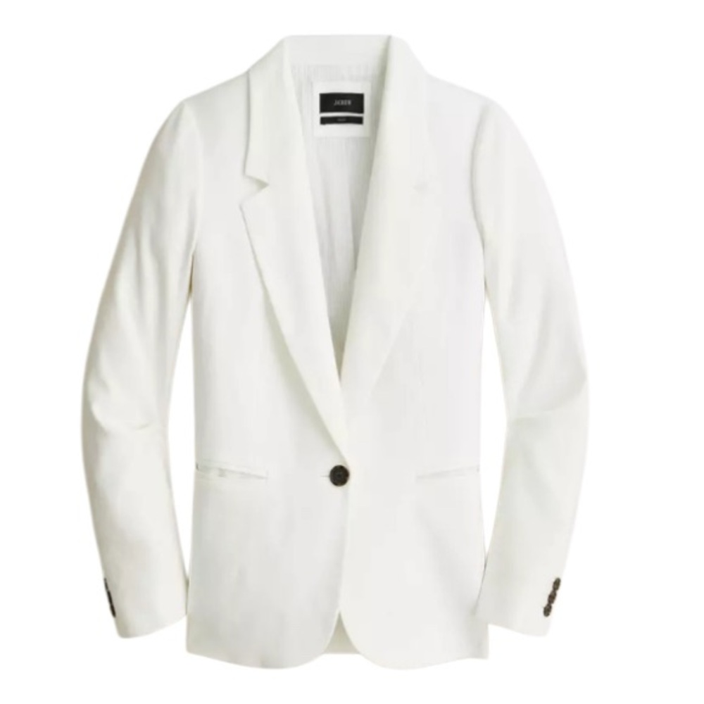 💗 JCREW Parke Blazer in Stretch Linen Blend White Size 4 💗
